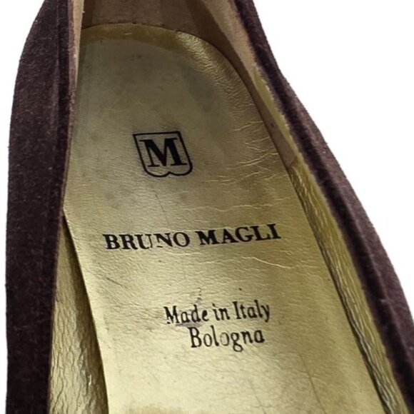 Bruno Magli Italy Womens 6.5AA Brown Suede Leather Dress Shoes Horsebit Loafers - Picture 12 of 12